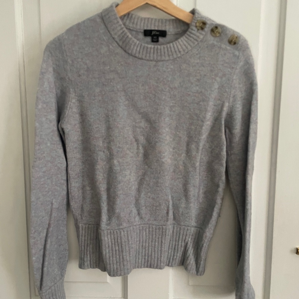 J. Crew Heather Gray Sweater with Button Accents